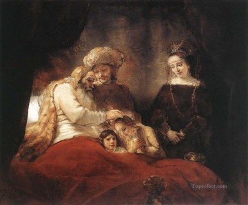  Rembrandt Obras - Jacob bendiciendo a los hijos de Joseph Rembrandt